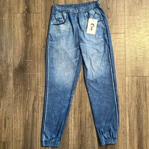 Zyia Active distressed denim joggers size small